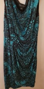 Dark Teal & Black Mid Dress